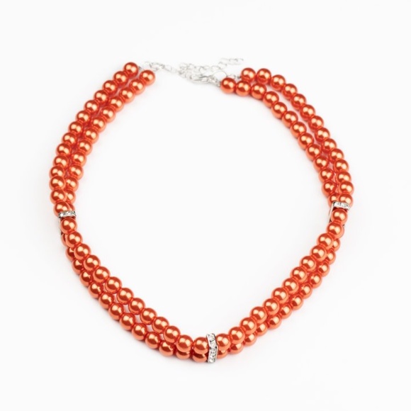 Orange Choker Necklace & Earrings